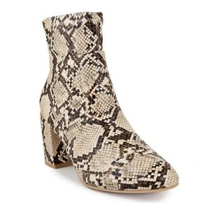 Women’s Itsie stacked heel booties NWT Natural Snake color- Various Sizes